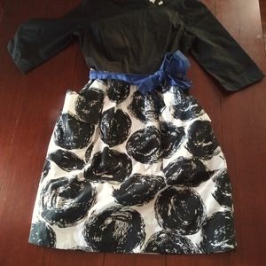 Maeve Anthropologie Full Polka Dot Silk Skirt Dress Sz 8